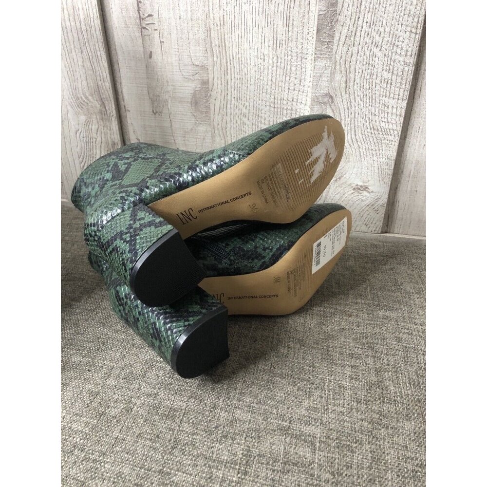 Womens INC Inernational Concepts Green Black Snakeskin Print Ankle Boots Size 5 - Picture 6 of 7
